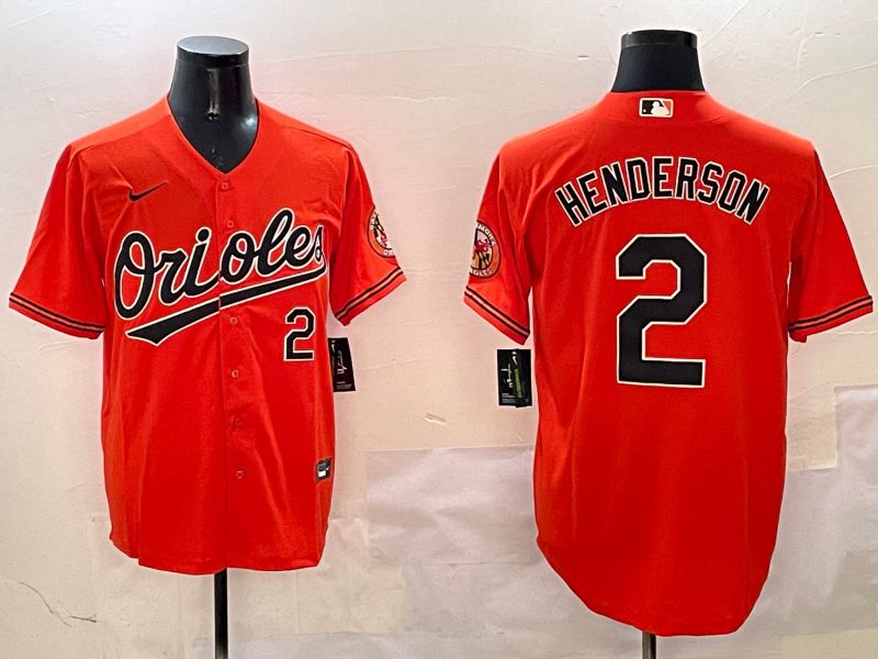 Men Baltimore Orioles #2 Henderson Orange Game 2025 Nike MLB Jersey style 1